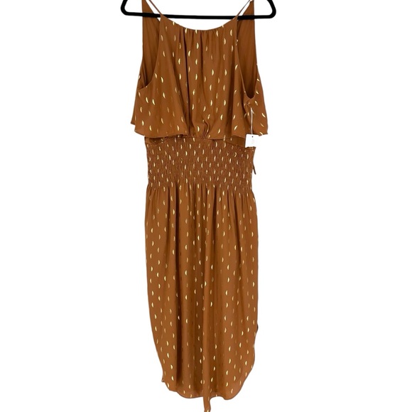 Elizabeth Crosby Kat Smocked Dress in Rust and Gold with half circle pattern - Picture 5 of 9